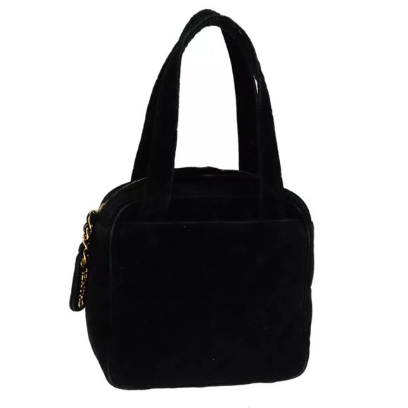 CHANEL Matelasse Hand Bag Suede Black CC Auth - Picture 1 of 16